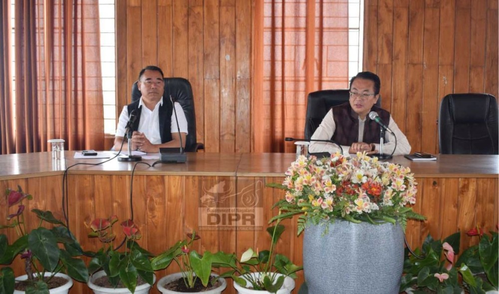 DC Peren Hiazu Meru chairing DPDB meeting held in the Deputy Commissioner’s conference hall, Peren on April 7. (DIPR Photo)